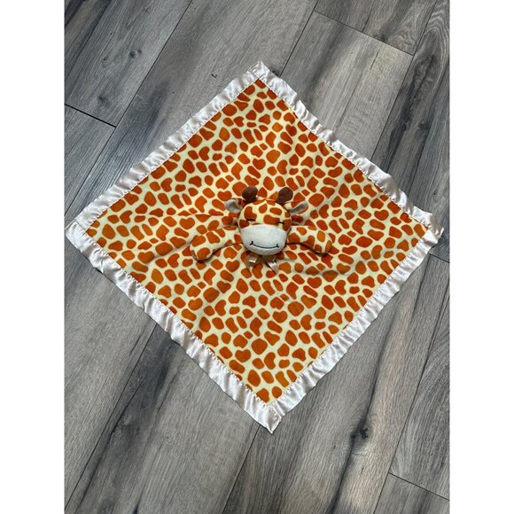 Giraffe Baby Blanket Lovey Security Blanket 16" x 16" Satin & Plush Polyester Sa - Picture 2 of 5